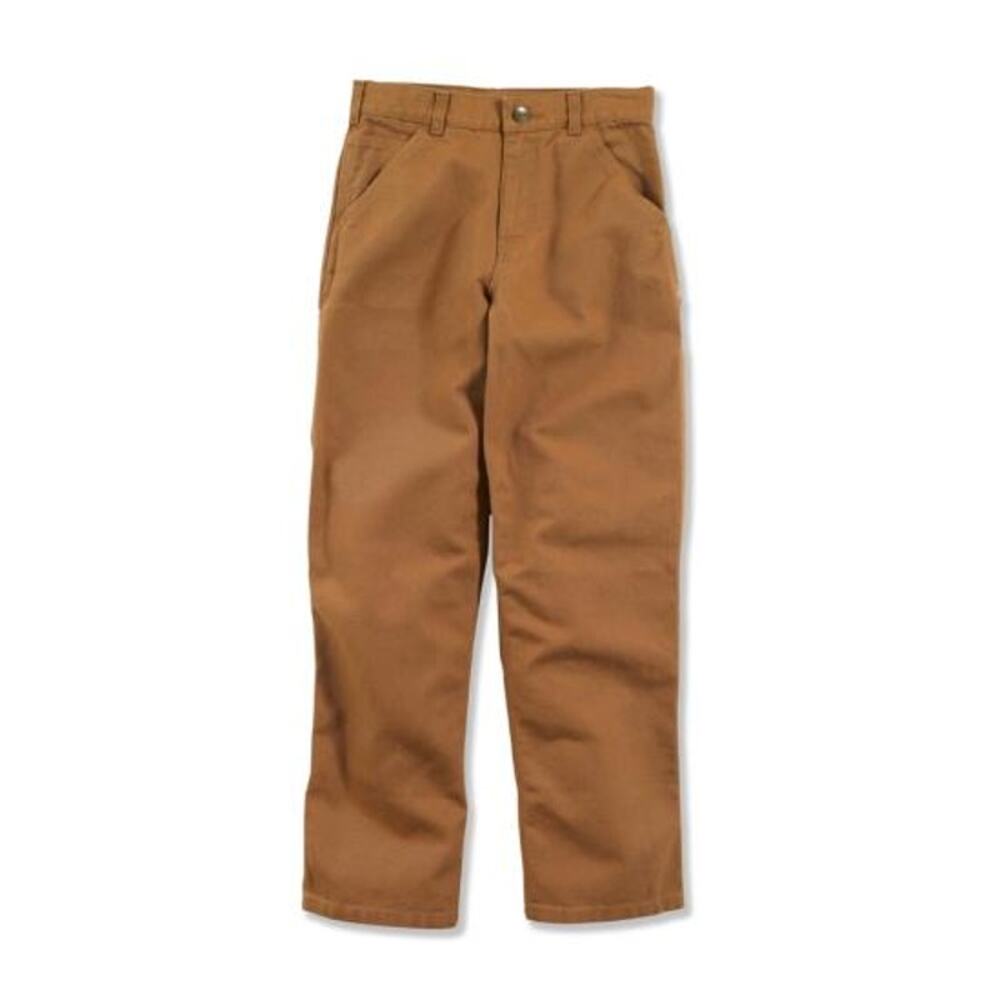 Carhartt Washed Duck Dungaree Pants Distressed Straight Brown Outdoor Boys 8